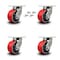 Service Caster 6 Inch Heavy Duty Red Poly on Cast Iron Caster Set with Swivel Locks, 4PK SCC-KP92S630-PUR-RS-BSL-4 - alternate 1